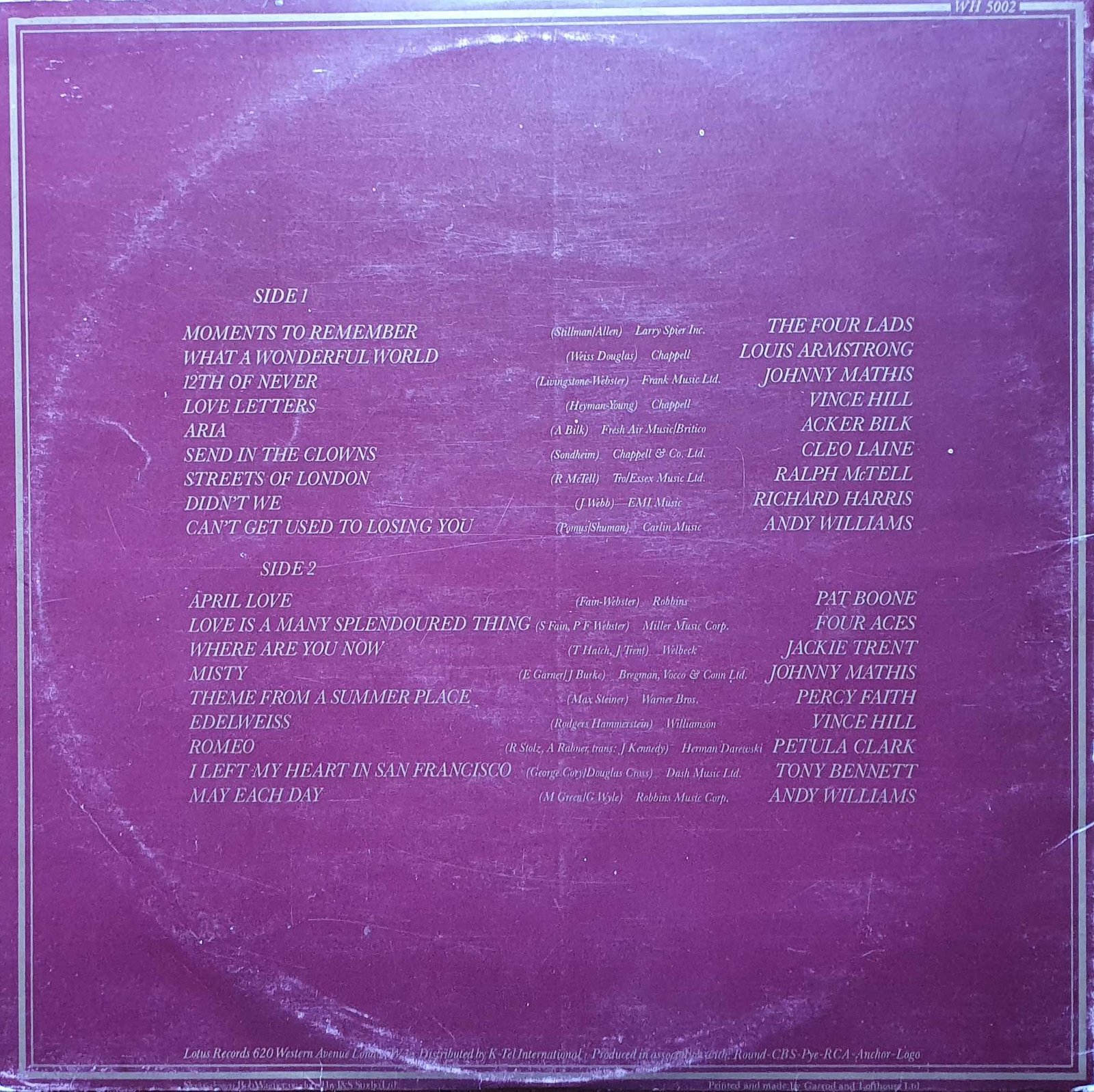 Back cover of WH 5002